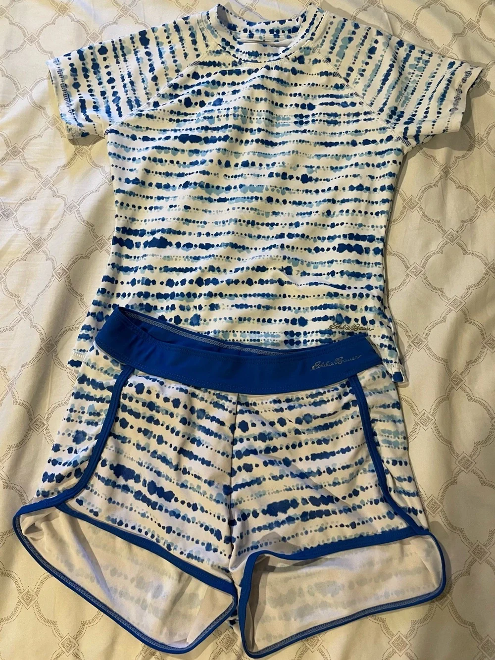 Girls Blue Dot-Stripe Short Pajama Set - Kids Sleepwear